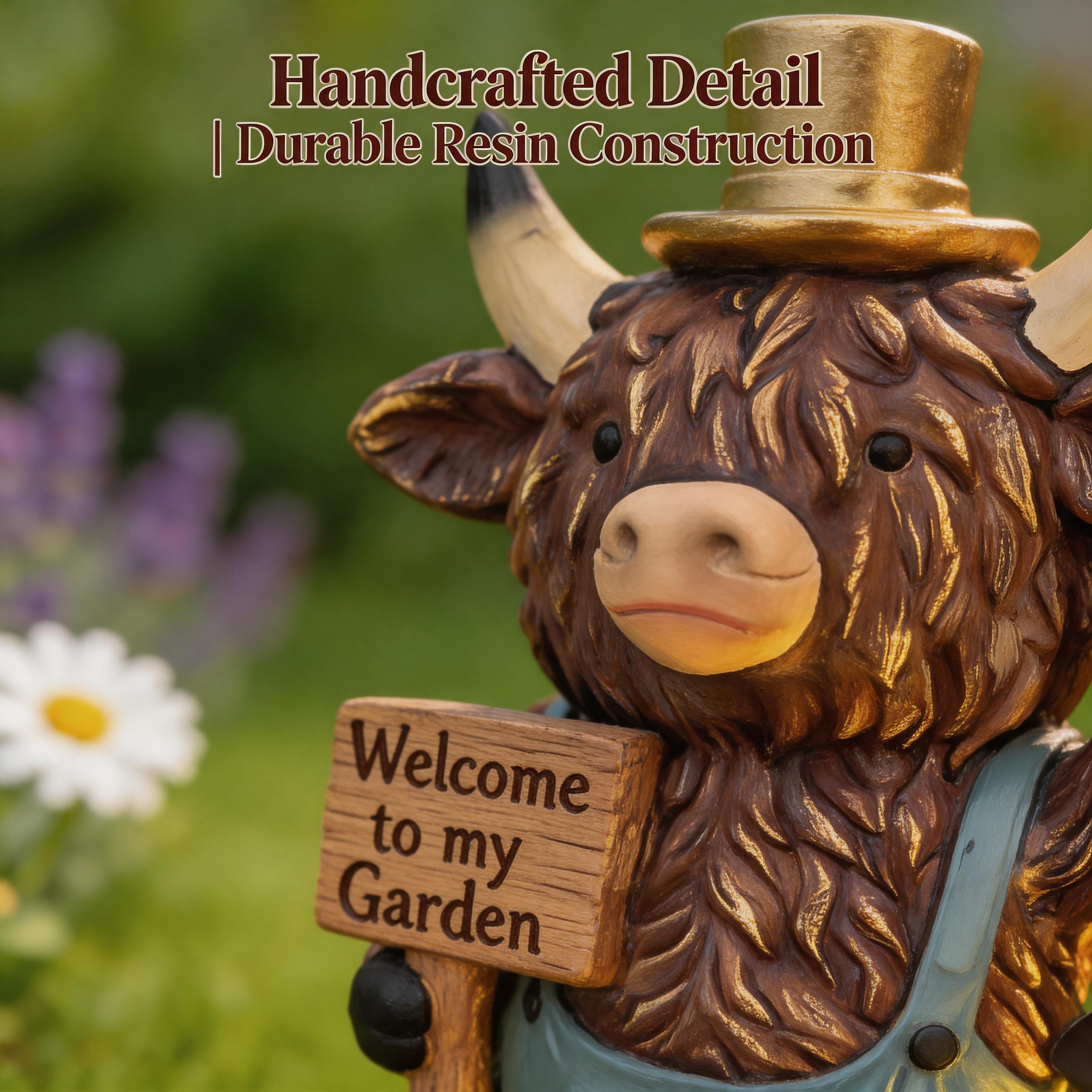 Solar-Powered Scottish Highland Bull Garden Welcome Light