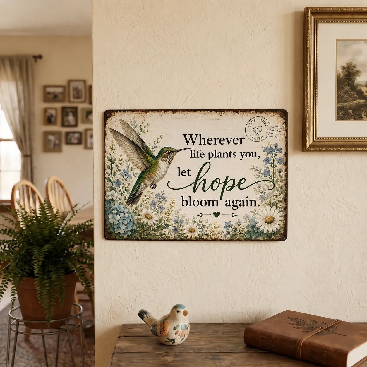 🌿 Hope Bloom Again Hummingbird Garden Sign