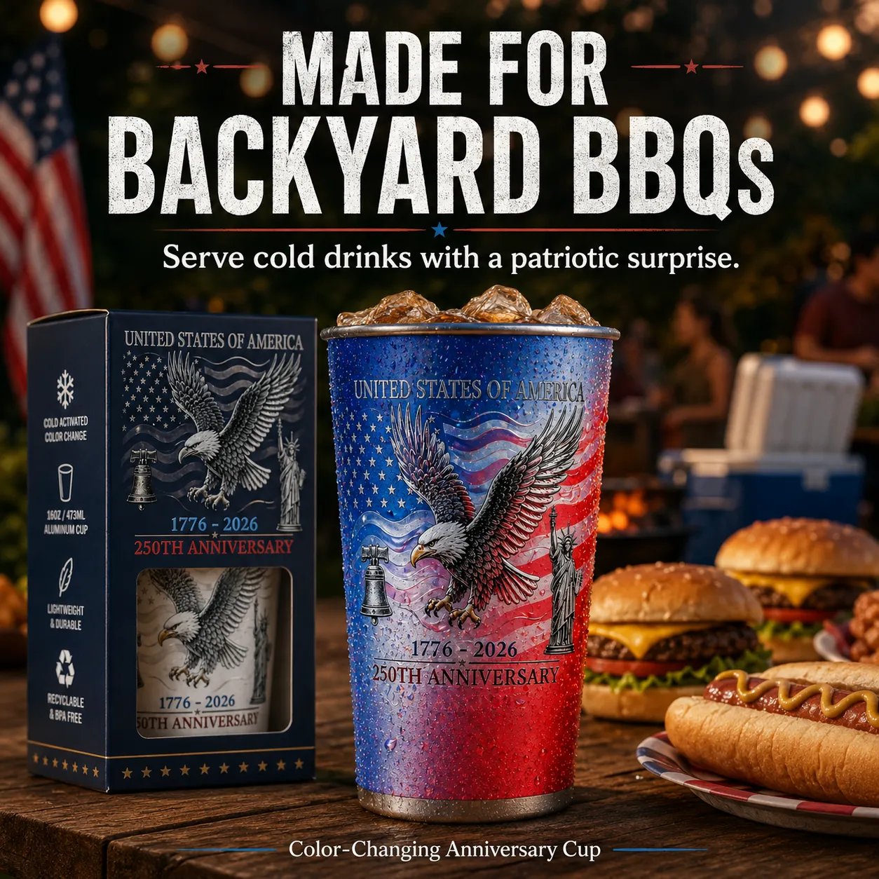 🔥LAST DAY 49% OFF -🦅 Pour Ice-Cold Beer  USA 250th Anniversary Color Changing Cup 🎉