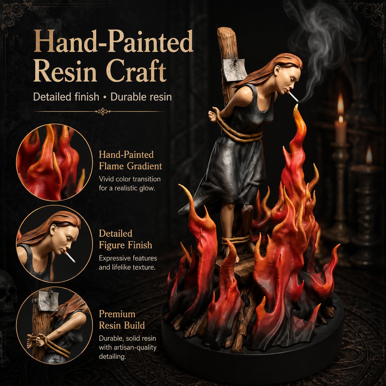 Witch Burn Sculpture Backflow Incense Burner | Gothic Art Incense Holder