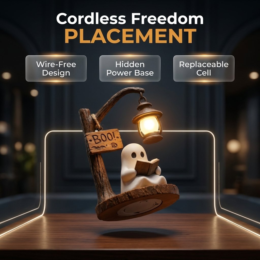Reading Ghost LED Tree Light – Cosy Halloween Desk Decor 👻💡