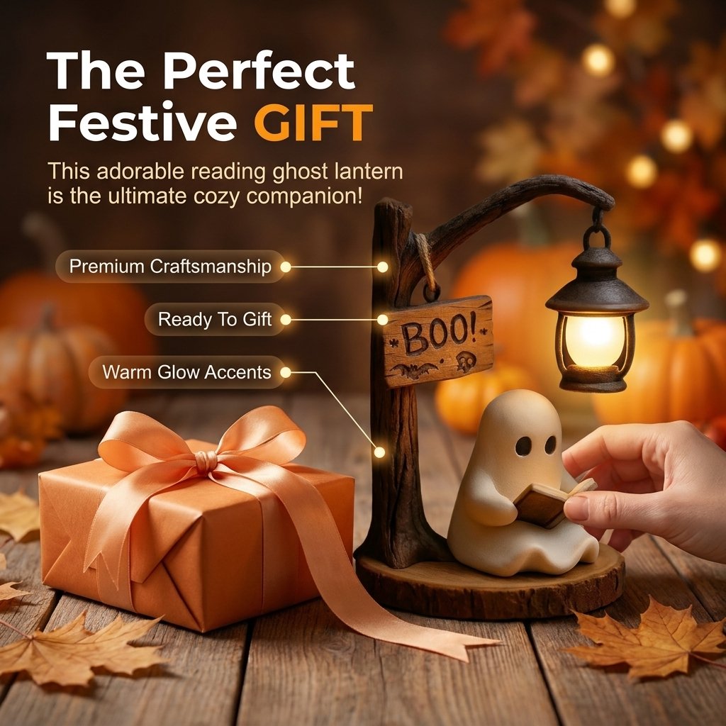 Reading Ghost LED Tree Light – Cosy Halloween Desk Decor 👻💡