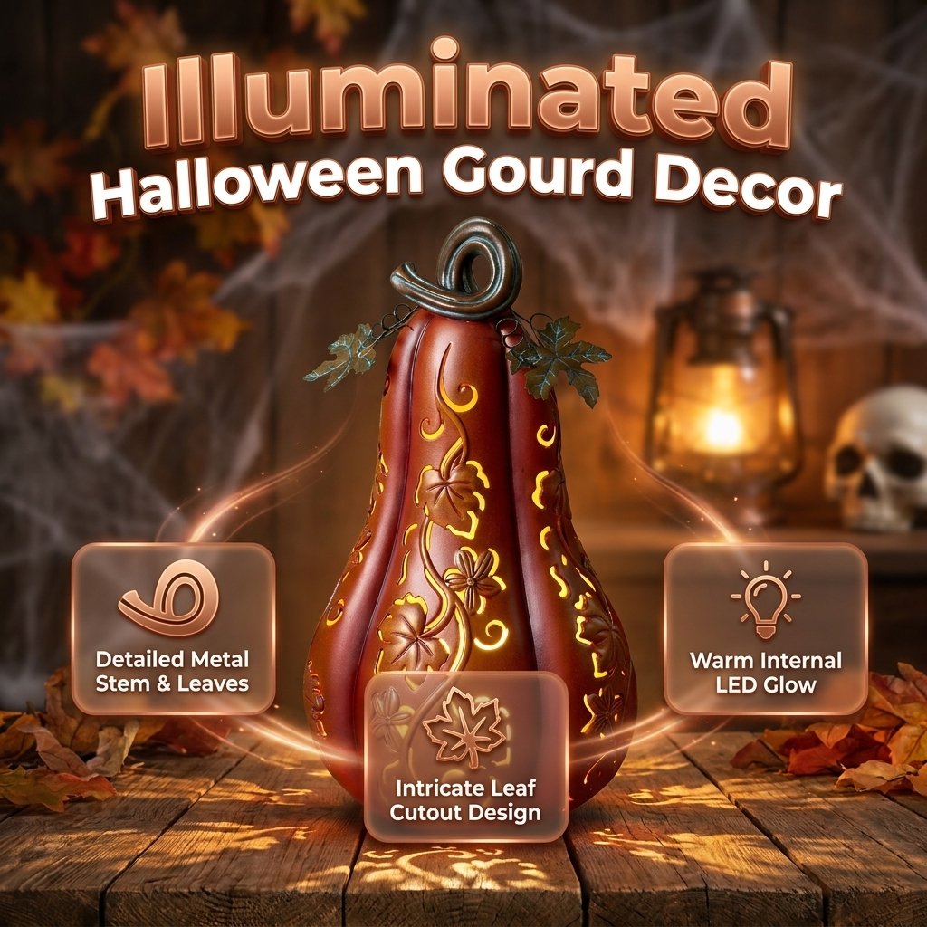 Light-Up Halloween Gourd Decoration