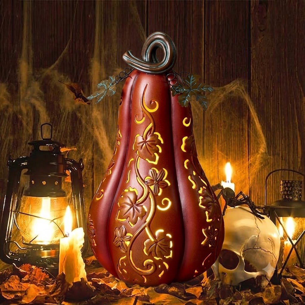 Light-Up Halloween Gourd Decoration