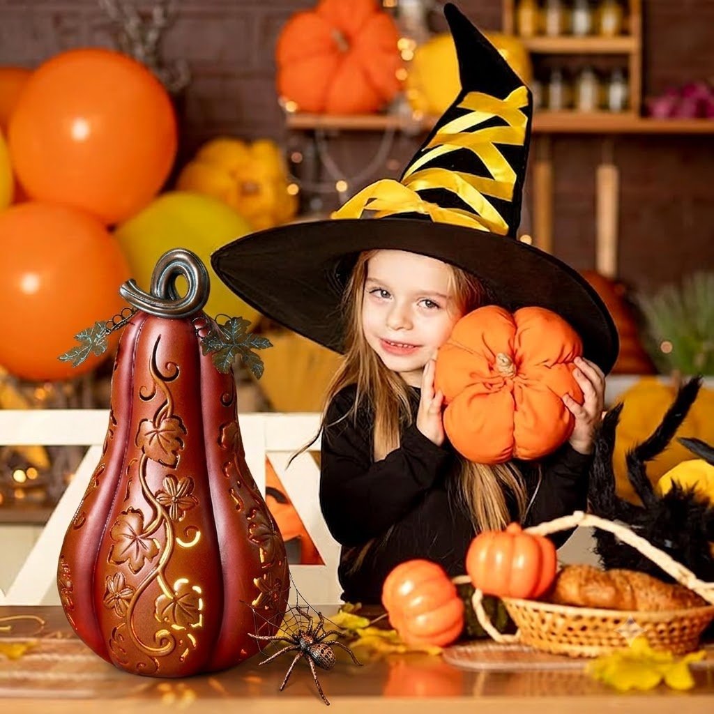 Light-Up Halloween Gourd Decoration