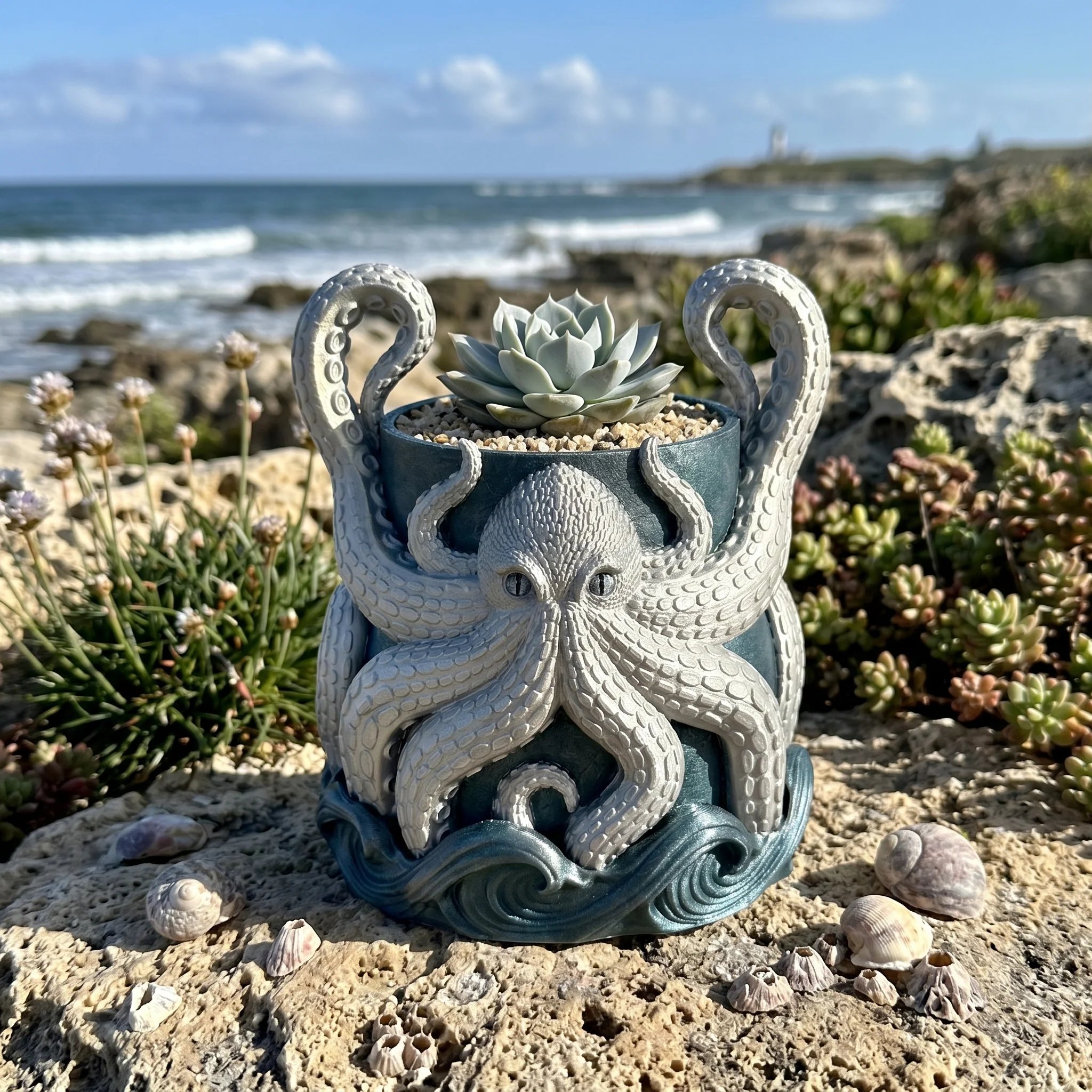 3D Printed Kraken Planter – Octopus Planter with Tray