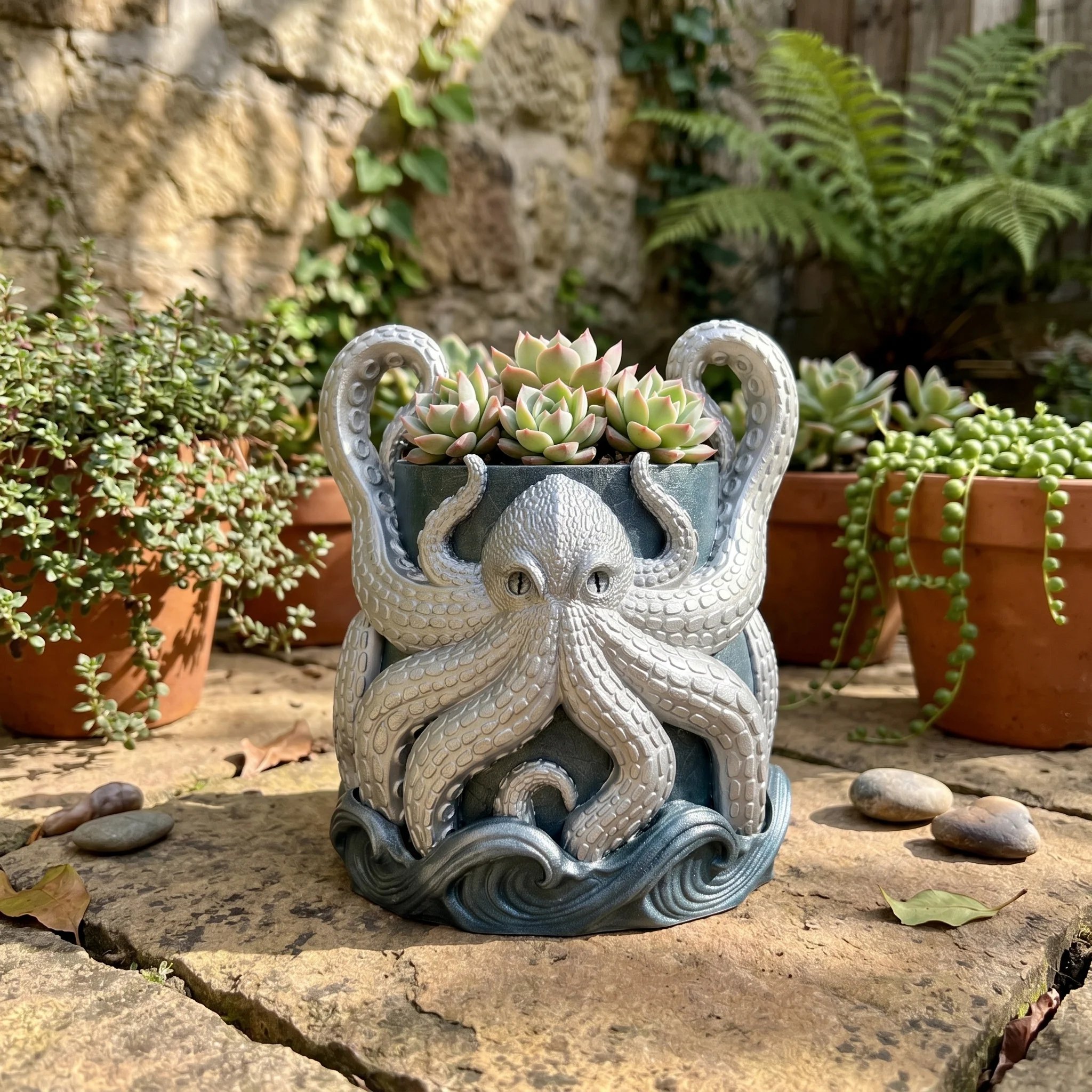 3D Printed Kraken Planter – Octopus Planter with Tray