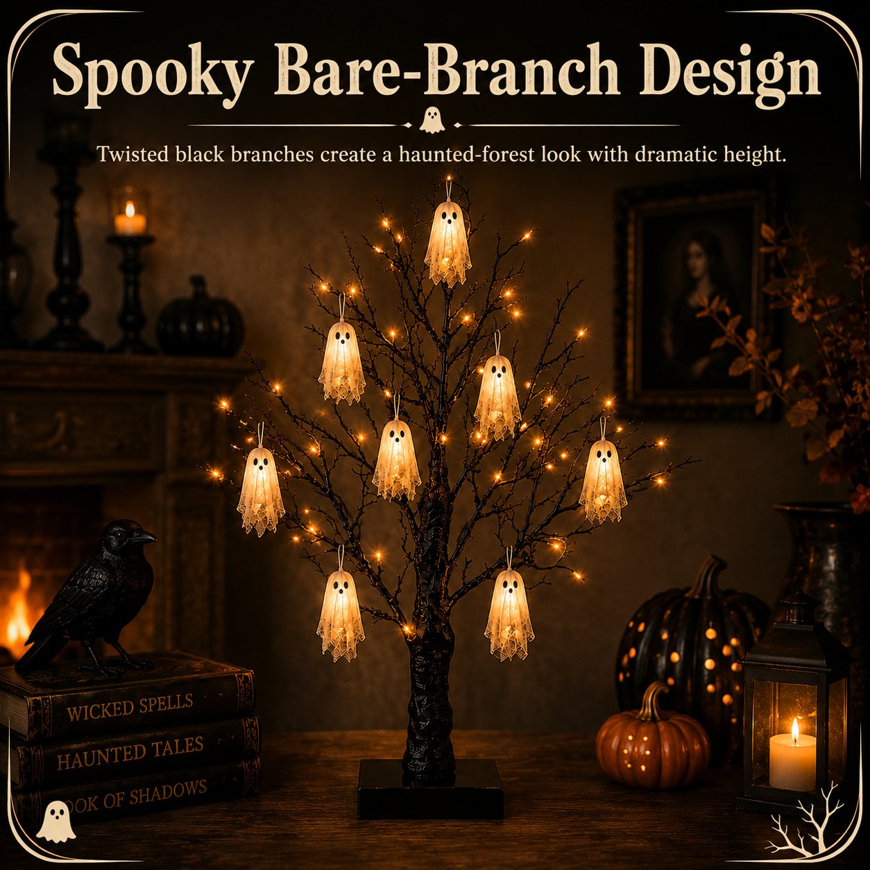 Vintage LED Halloween Ghost Tree 