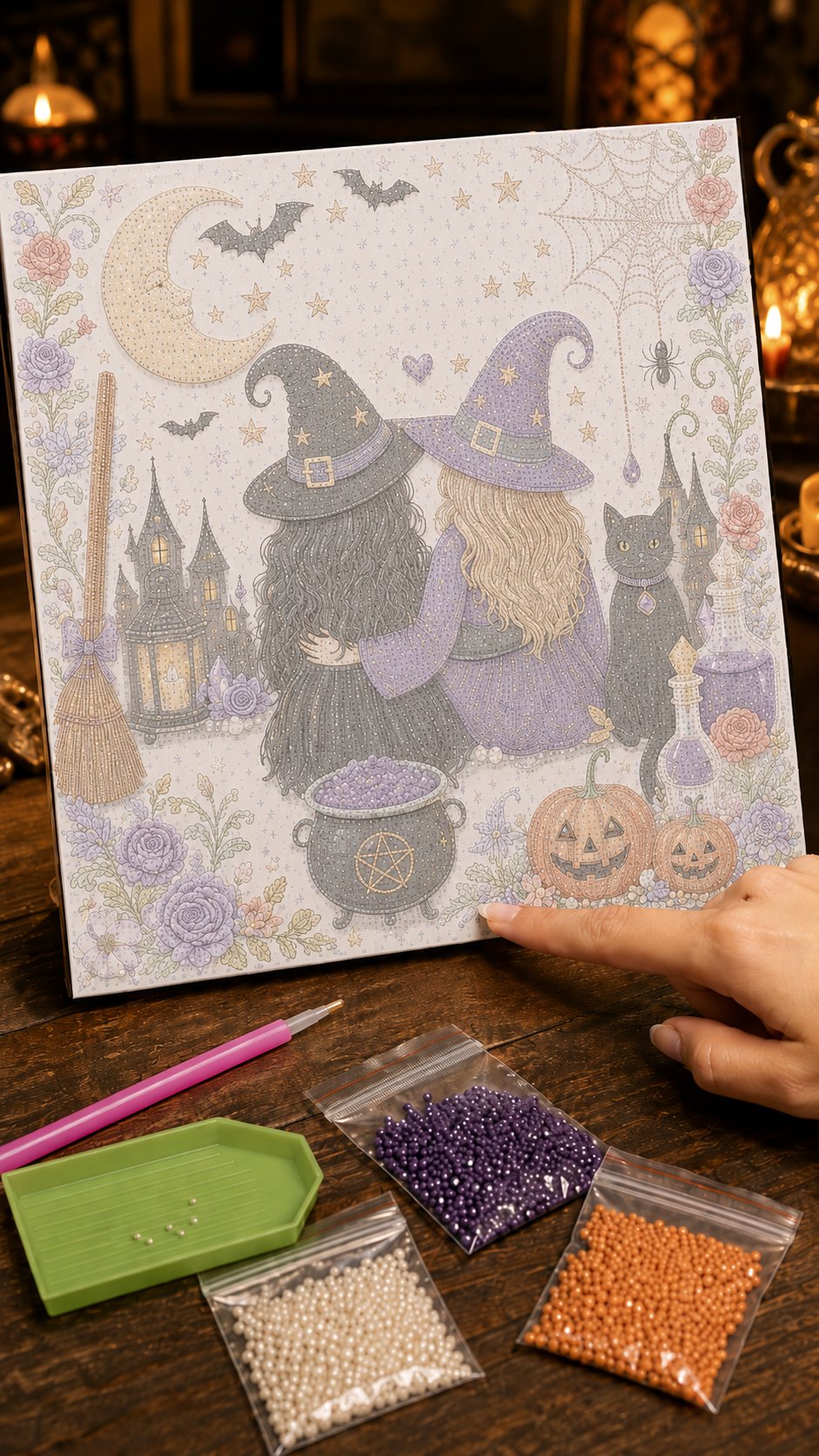 Cute Ghosts Pumpkins 3D Pearl Mosaic Art Kit Halloween Decor🧘Relaxing & Beginner-Friendly