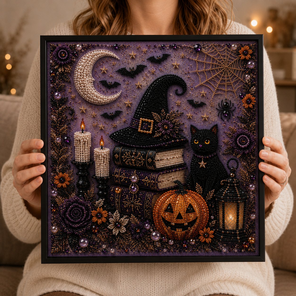 Cute Ghosts Pumpkins 3D Pearl Mosaic Art Kit Halloween Decor🧘Relaxing & Beginner-Friendly