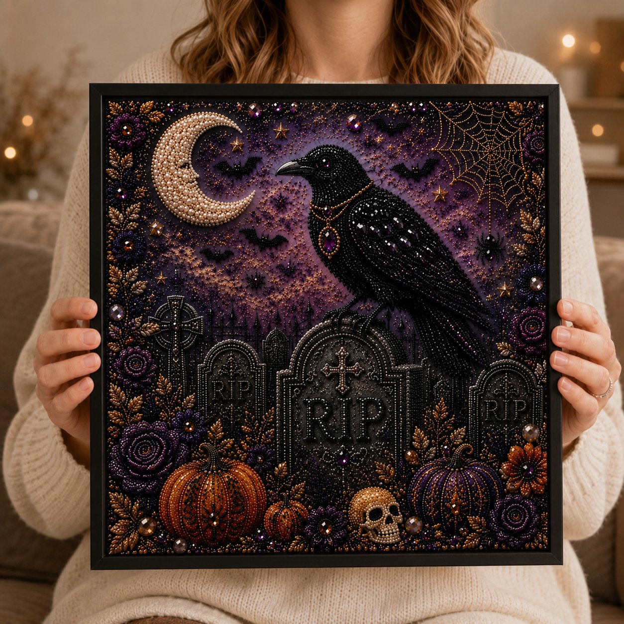 Cute Ghosts Pumpkins 3D Pearl Mosaic Art Kit Halloween Decor🧘Relaxing & Beginner-Friendly