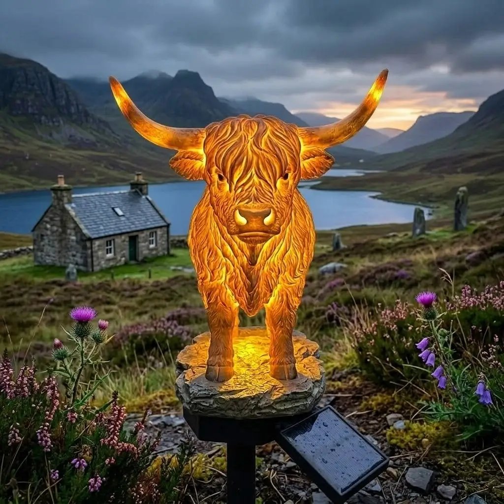 Highland Cow Solar Garden Light
