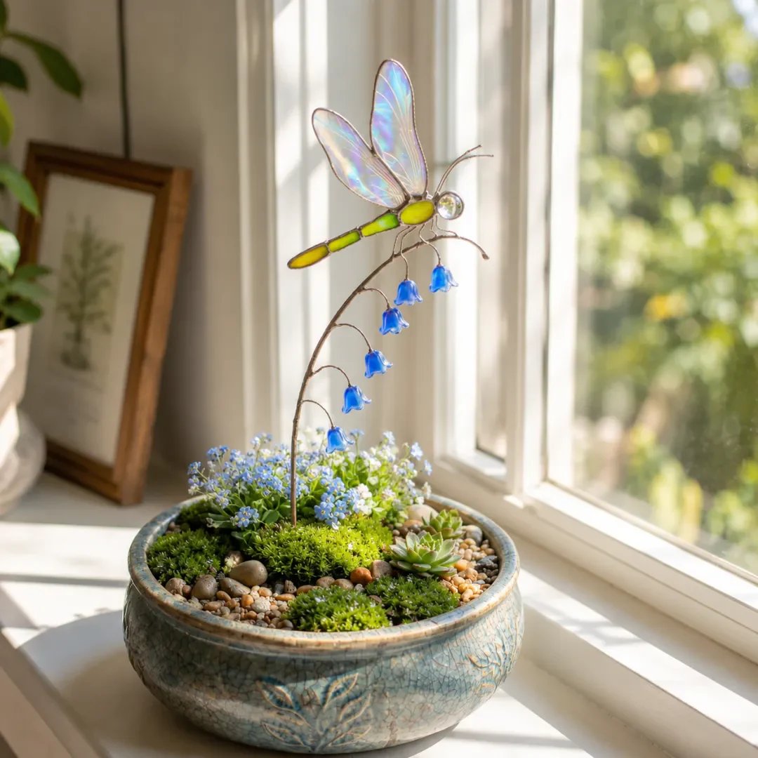 🦋Iridescent Dragonfly Garden Stake