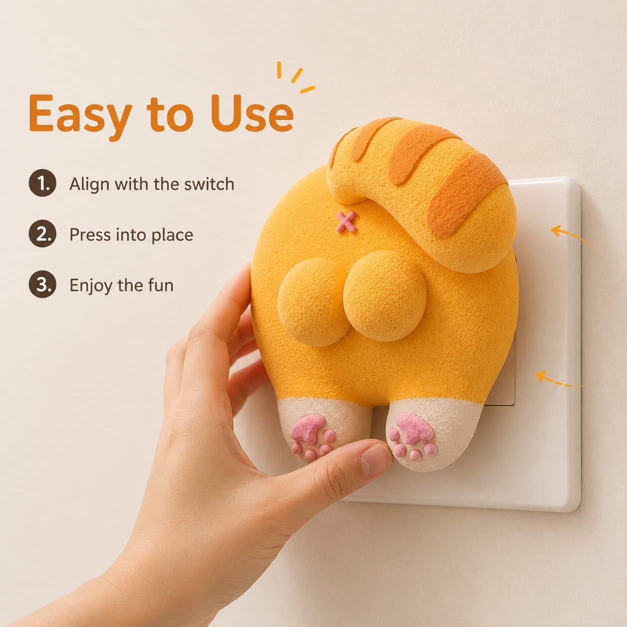 🐱 Funny Cat Butt Light Switch Cover — Press for a Purr-fect Glow! 💡