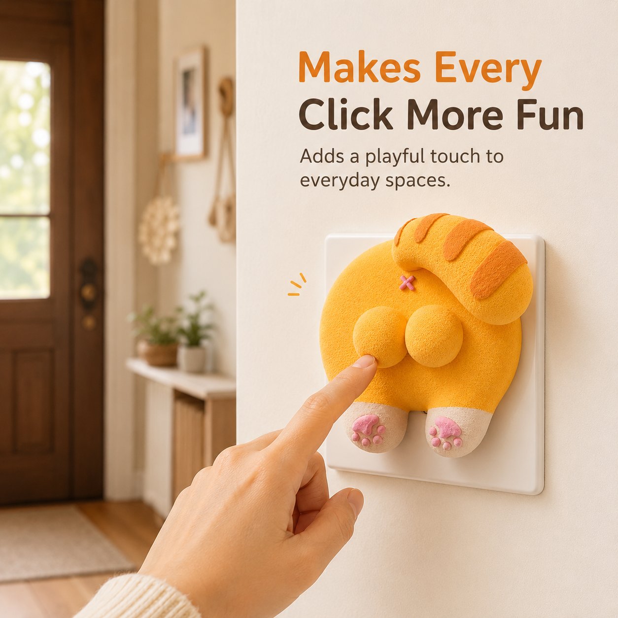 🐱 Funny Cat Butt Light Switch Cover — Press for a Purr-fect Glow! 💡