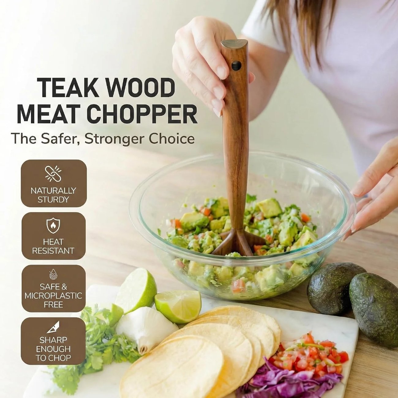 🔥Last Day 50% OFF🔥Teak Wooden Meat Chopper