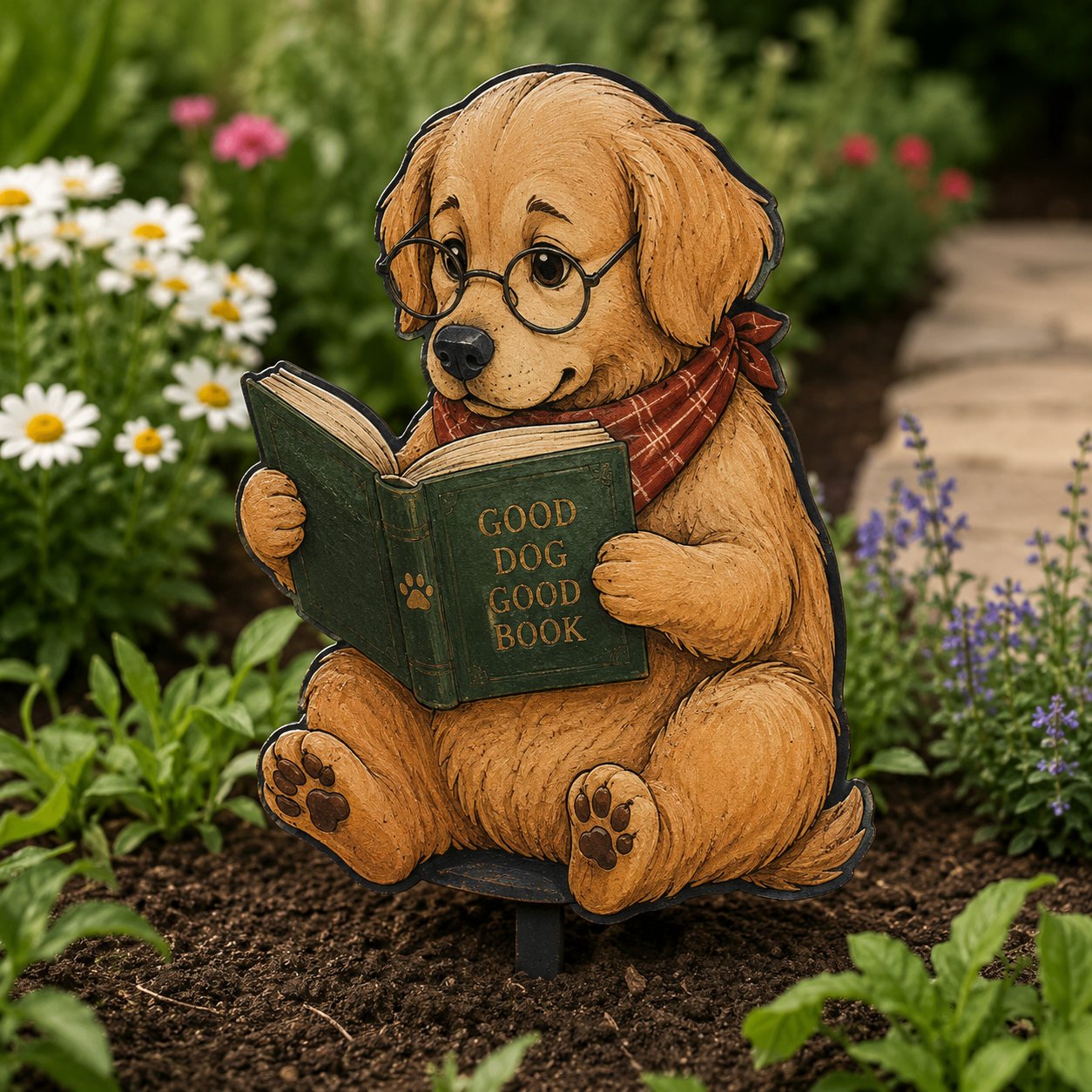 😺🐶Animal Reading Garden Stake📖