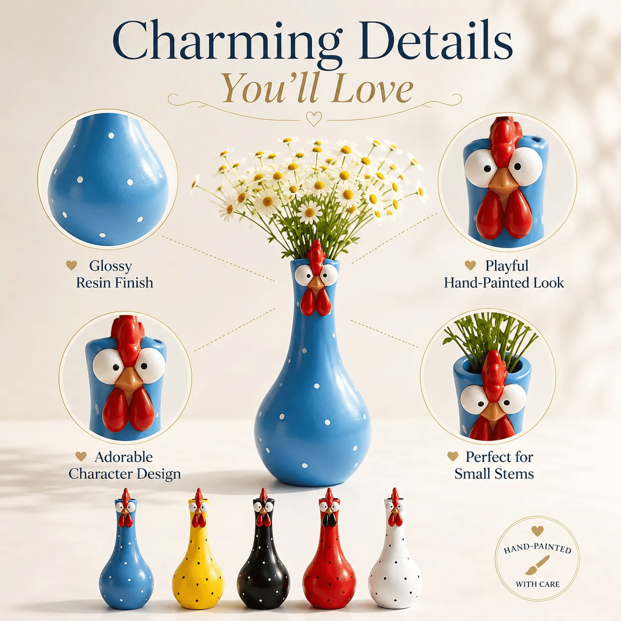 Whimsical Chicken Flower Vase
