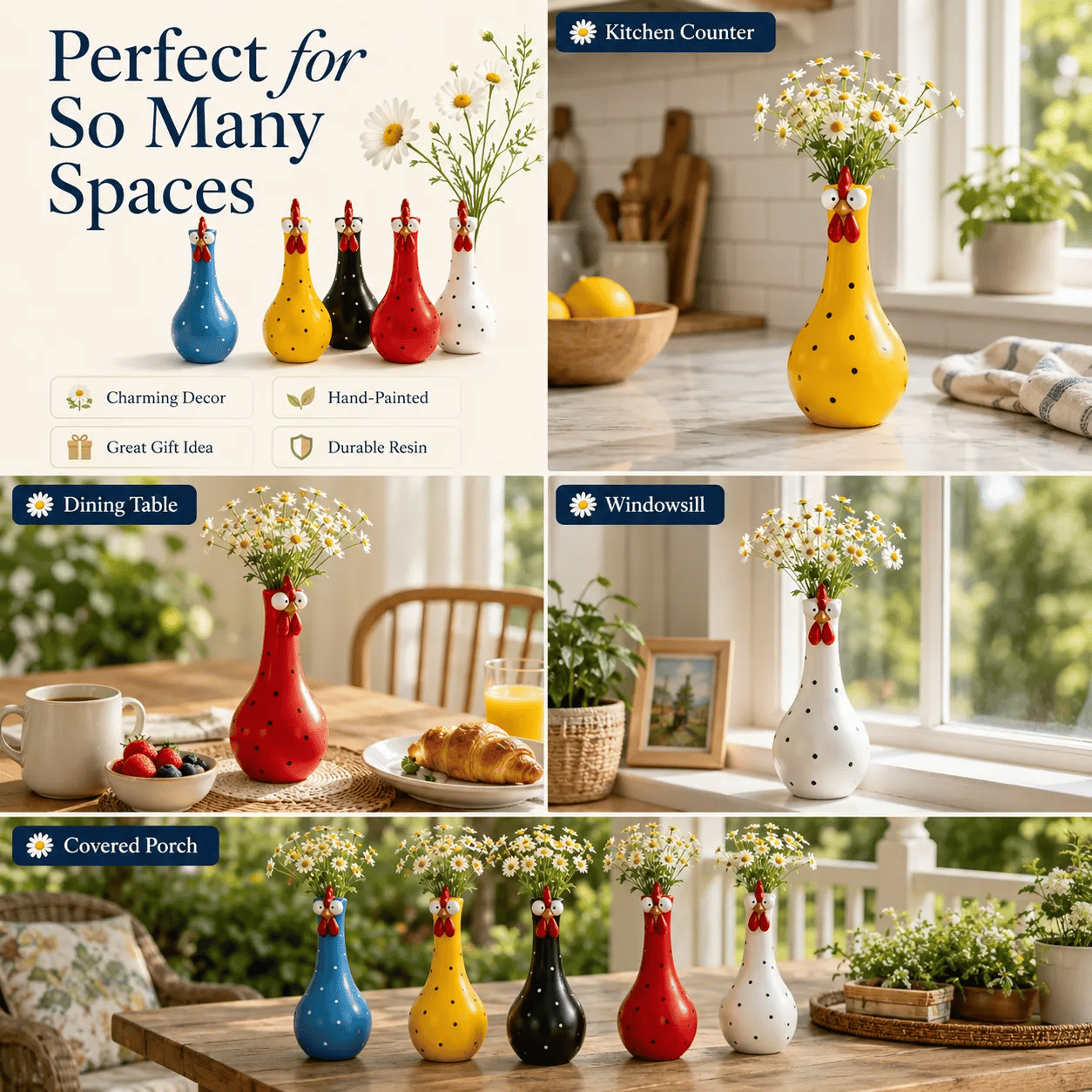Whimsical Chicken Flower Vase