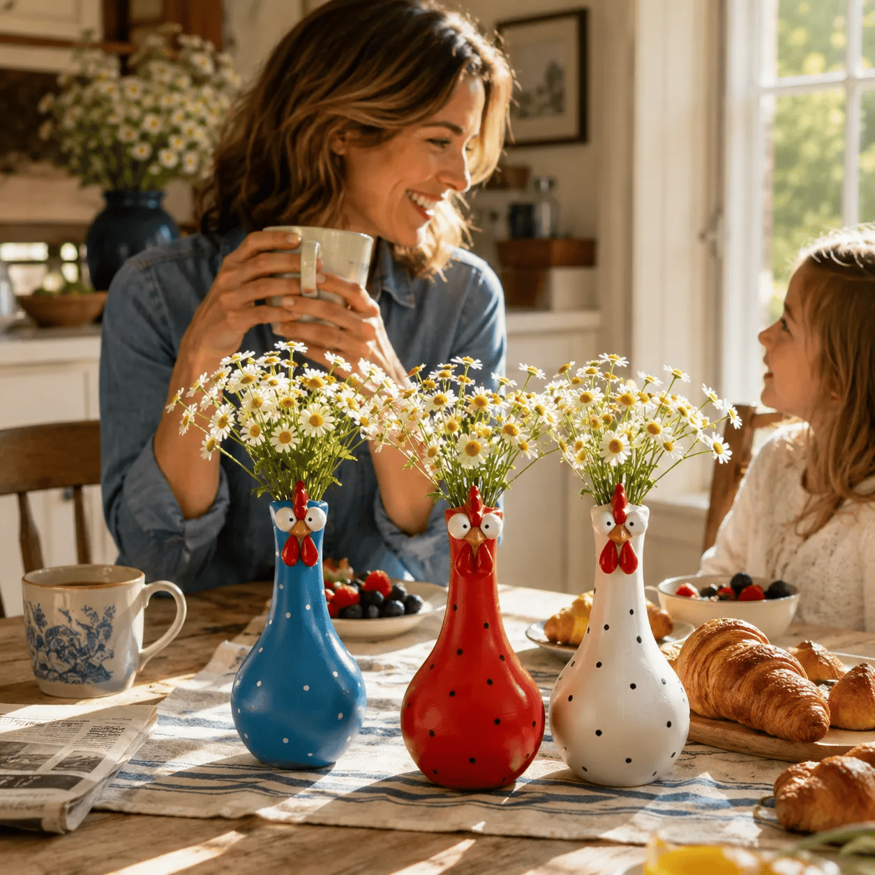 Whimsical Chicken Flower Vase