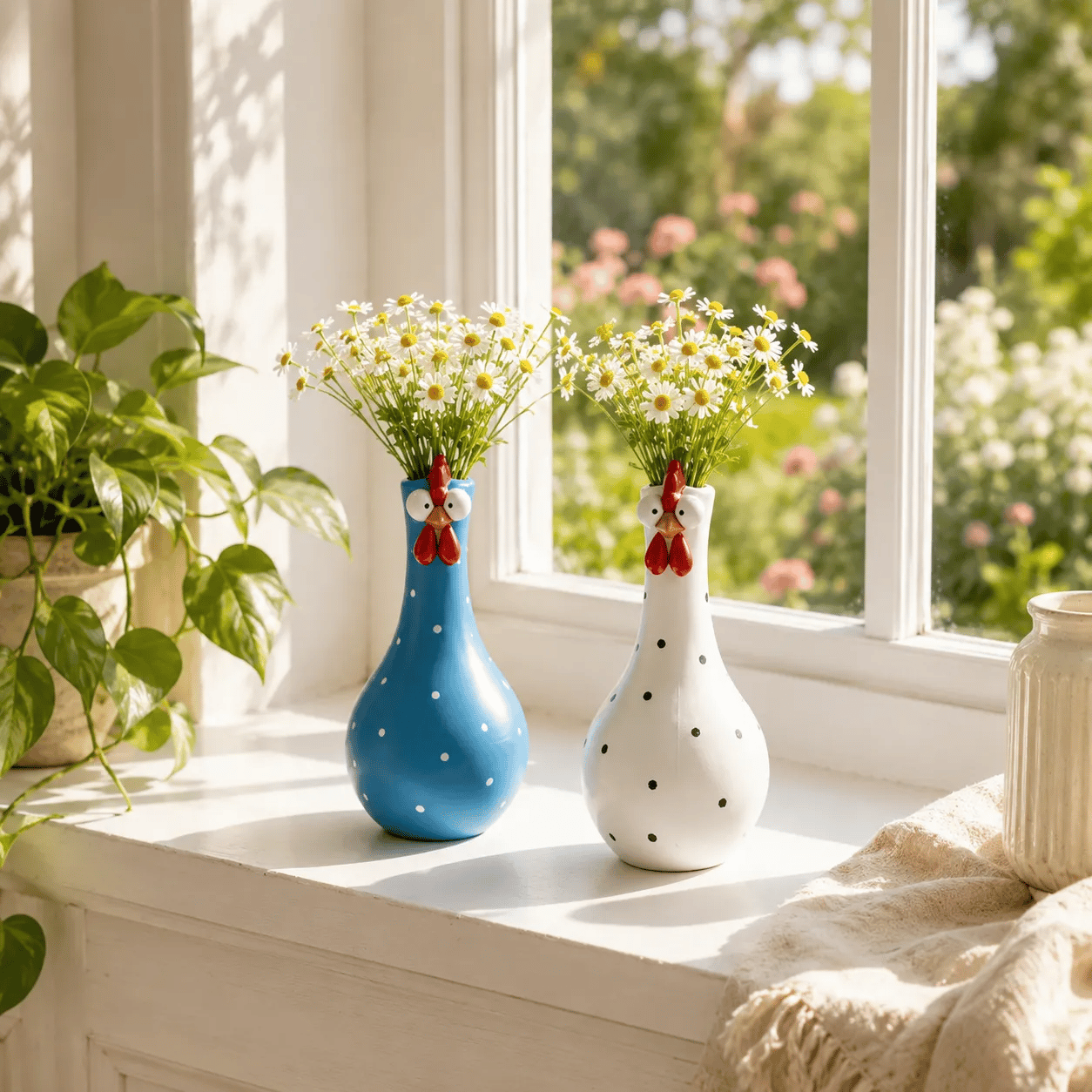 Whimsical Chicken Flower Vase