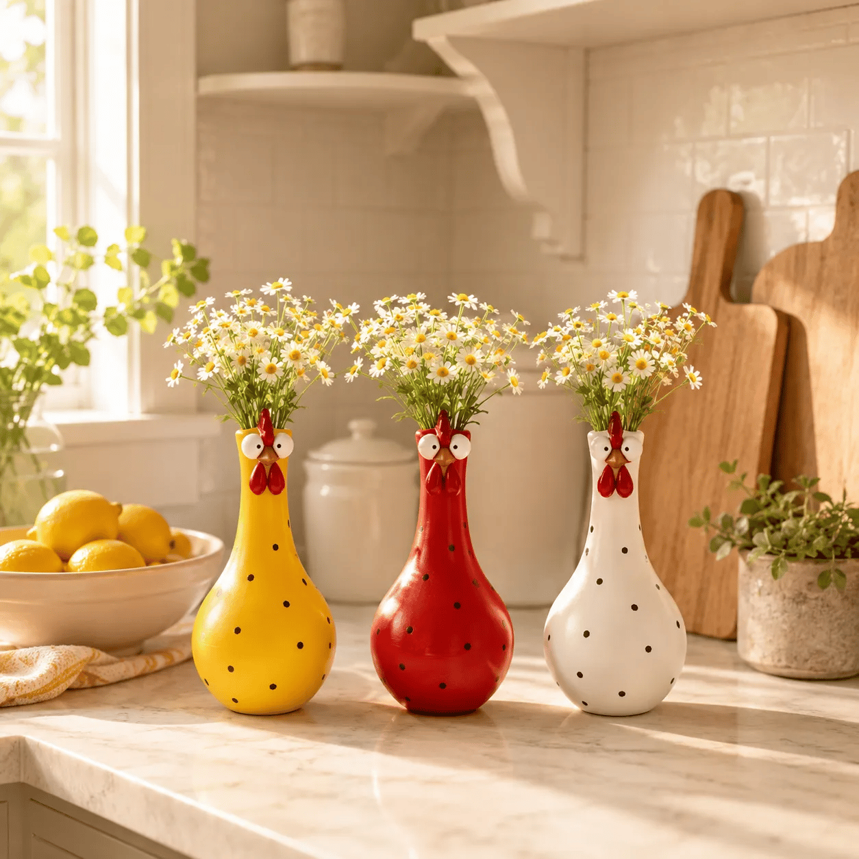 Whimsical Chicken Flower Vase