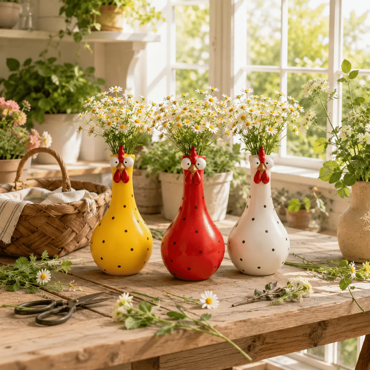 Whimsical Chicken Flower Vase