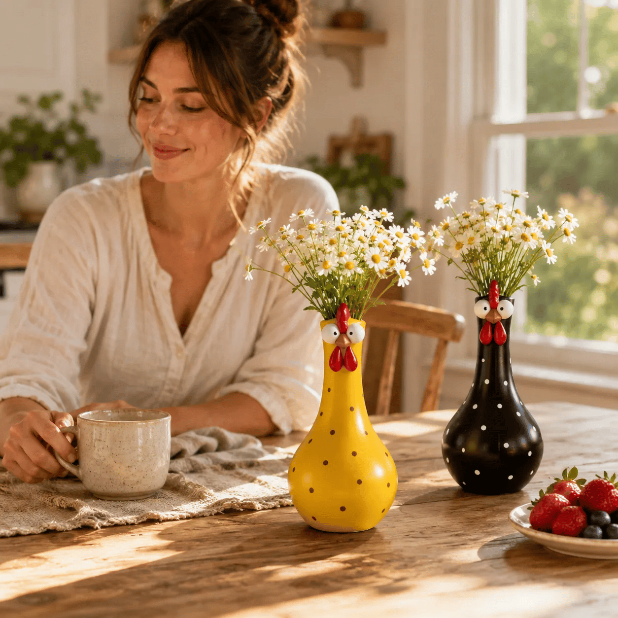 Whimsical Chicken Flower Vase