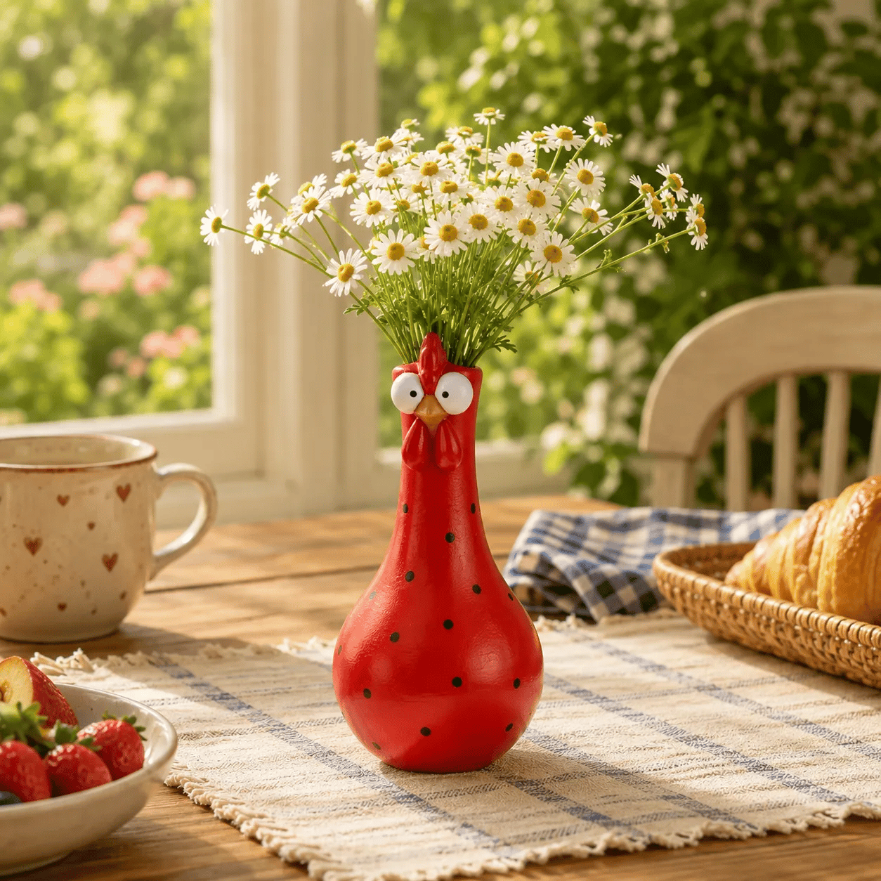 Whimsical Chicken Flower Vase