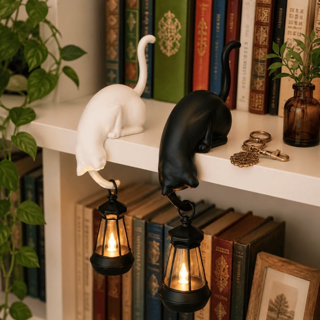 🔥Last Day 50% OFF 🐾Cat Shelf Hook with Vintage Lantern
