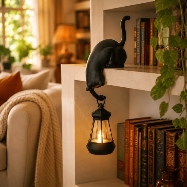 🔥Last Day 50% OFF 🐾Cat Shelf Hook with Vintage Lantern