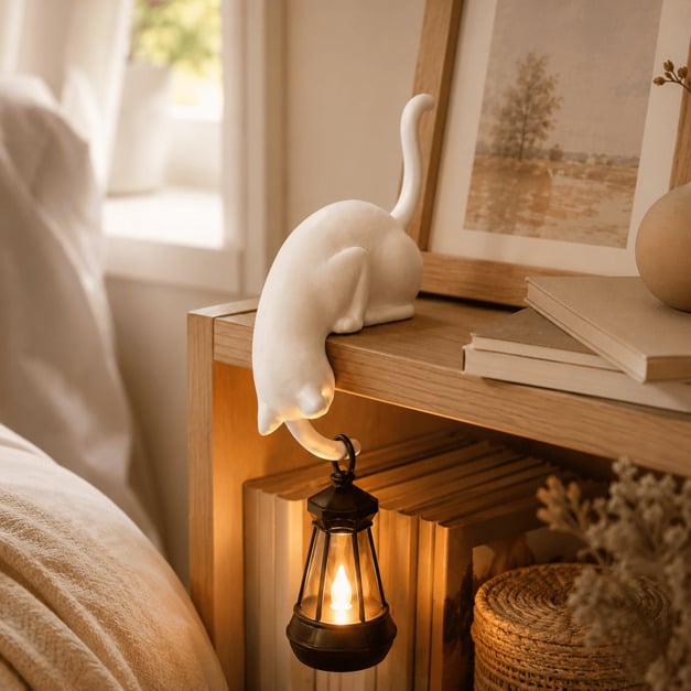 🔥Last Day 50% OFF 🐾Cat Shelf Hook with Vintage Lantern