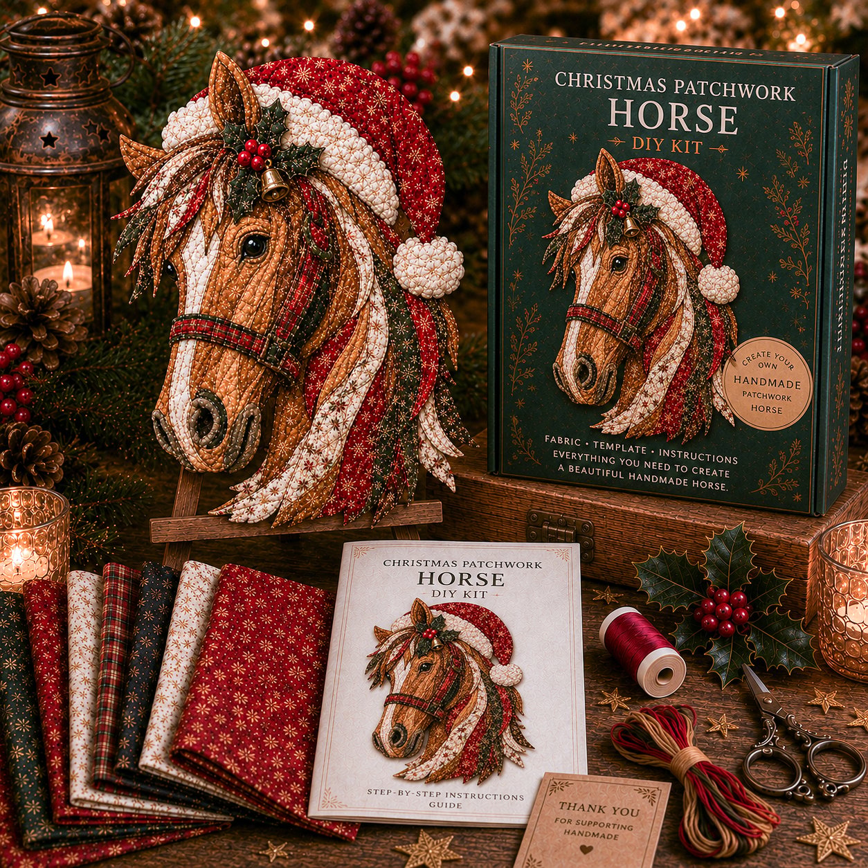 LAST DAY 50% OFF - 🎅Christmas Patchwork Fabric DIY Decor Kit – Stunning Results, Zero Experience Needed