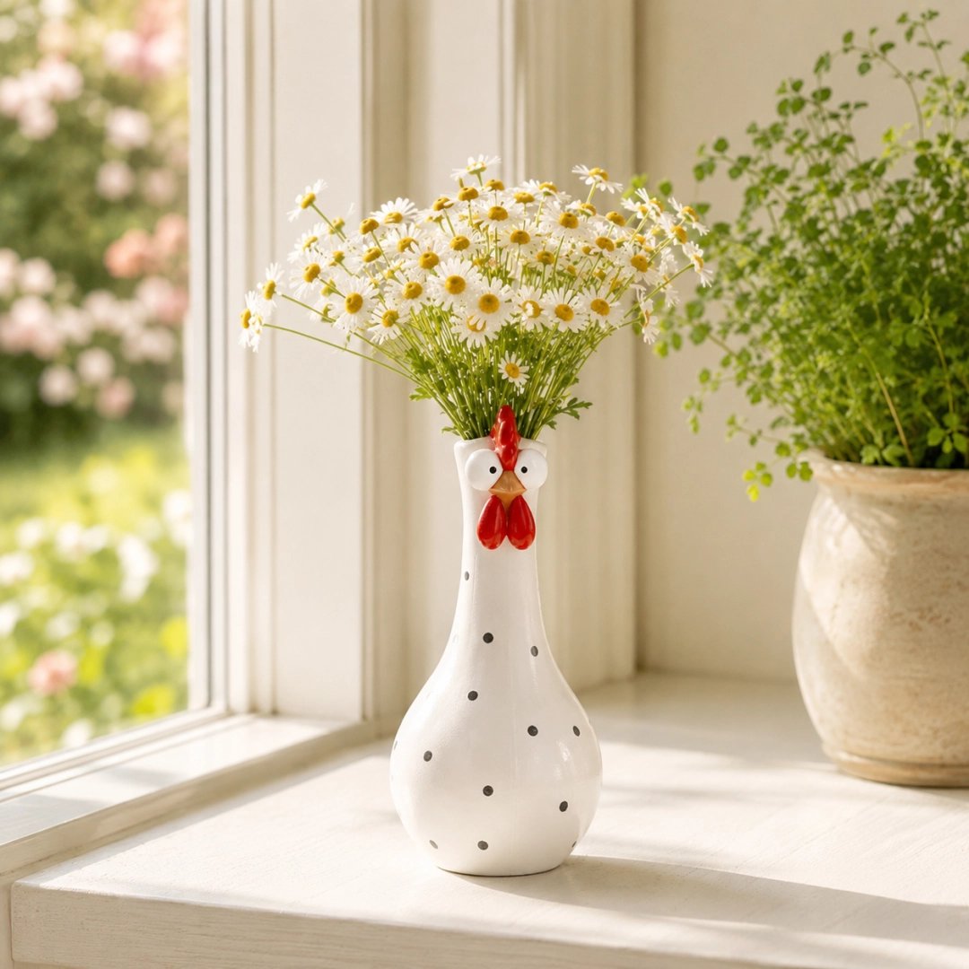 Whimsical Chicken Flower Vase
