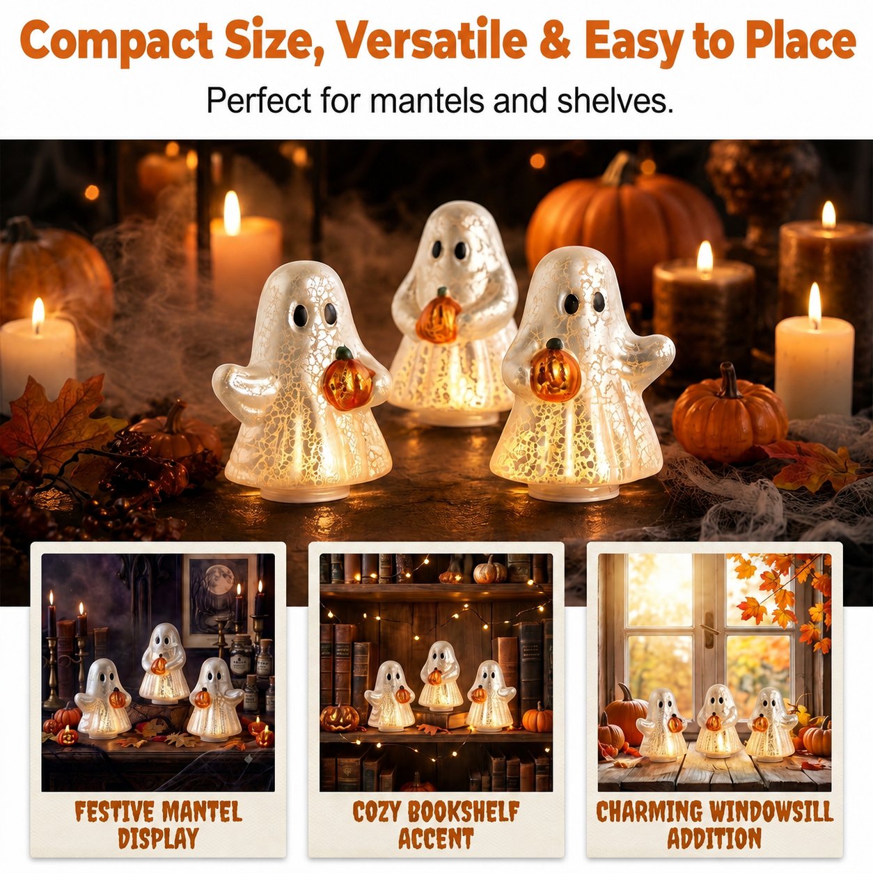 ⭐Light-Up Mercury Glass Ghost Figurines