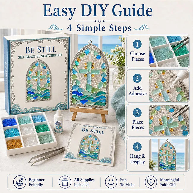 🎅 2026 Christmas Gift 50% Off--“Be Still” Christian Sea Glass Suncatcher DIY Kit 