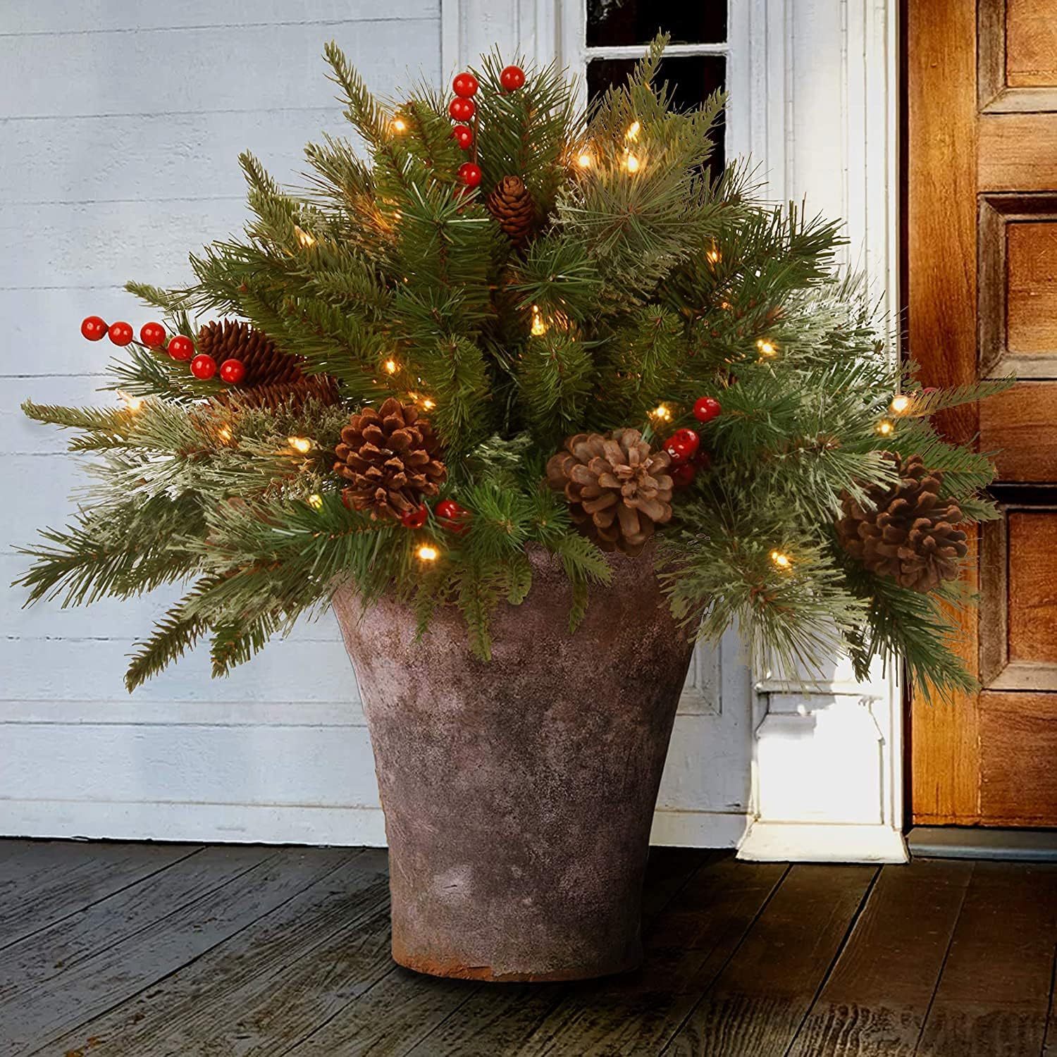 ✨🎄Pre-lit Artificial Christmas Tree Urn Filler💐