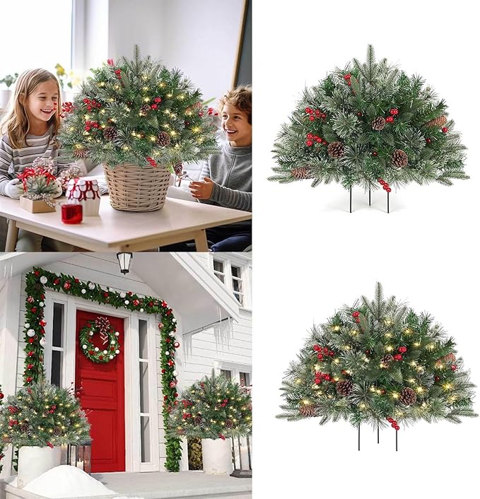 ✨🎄Pre-lit Artificial Christmas Tree Urn Filler💐
