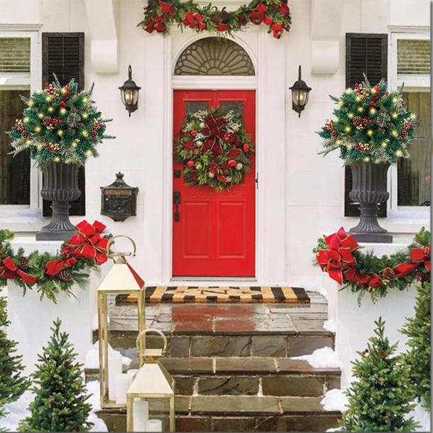 ✨🎄Pre-lit Artificial Christmas Tree Urn Filler💐