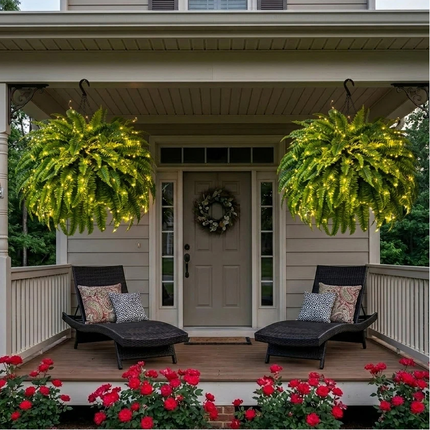 🔥Last Day 60% OFF🔥Oversized Pre-Lit Artificial Boston Ferns --No watering, No fading- Without LED Lights