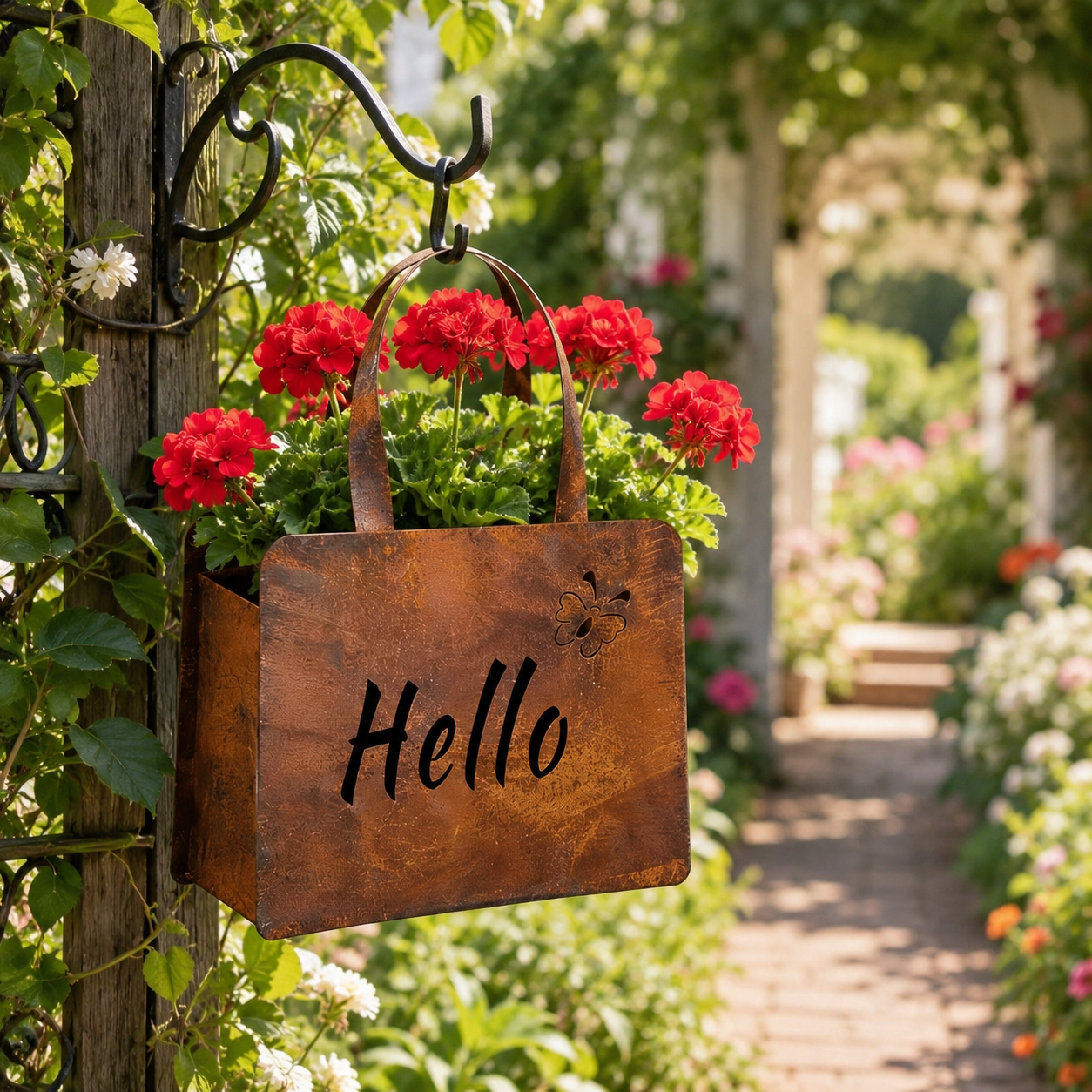 Rustic Metal Handbag Planter Decor
