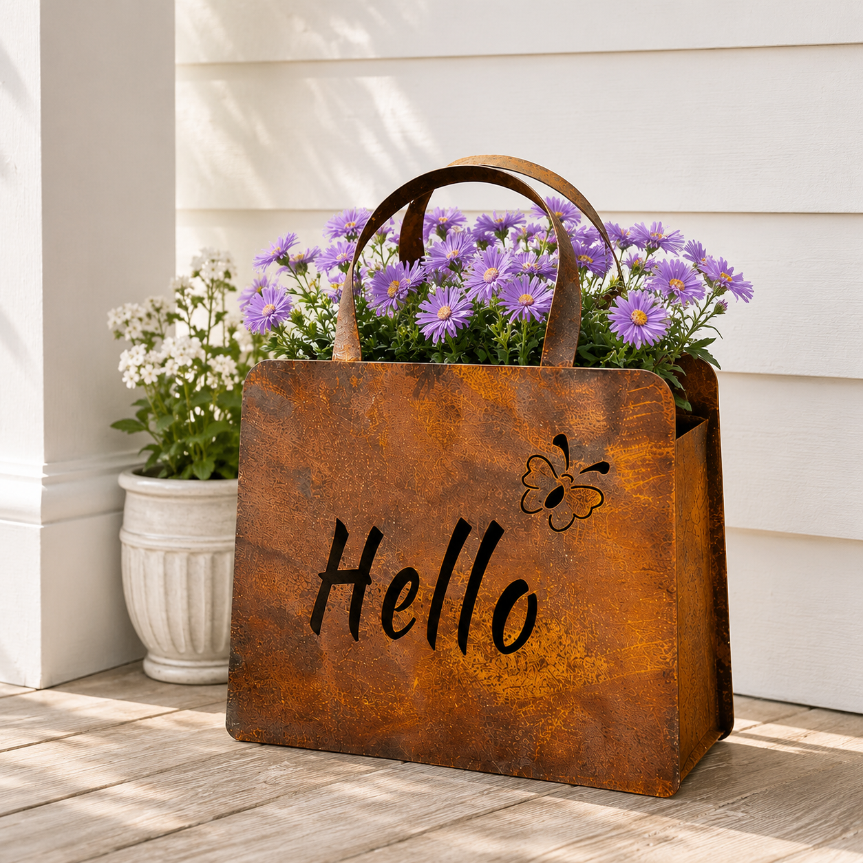 Rustic Metal Handbag Planter Decor