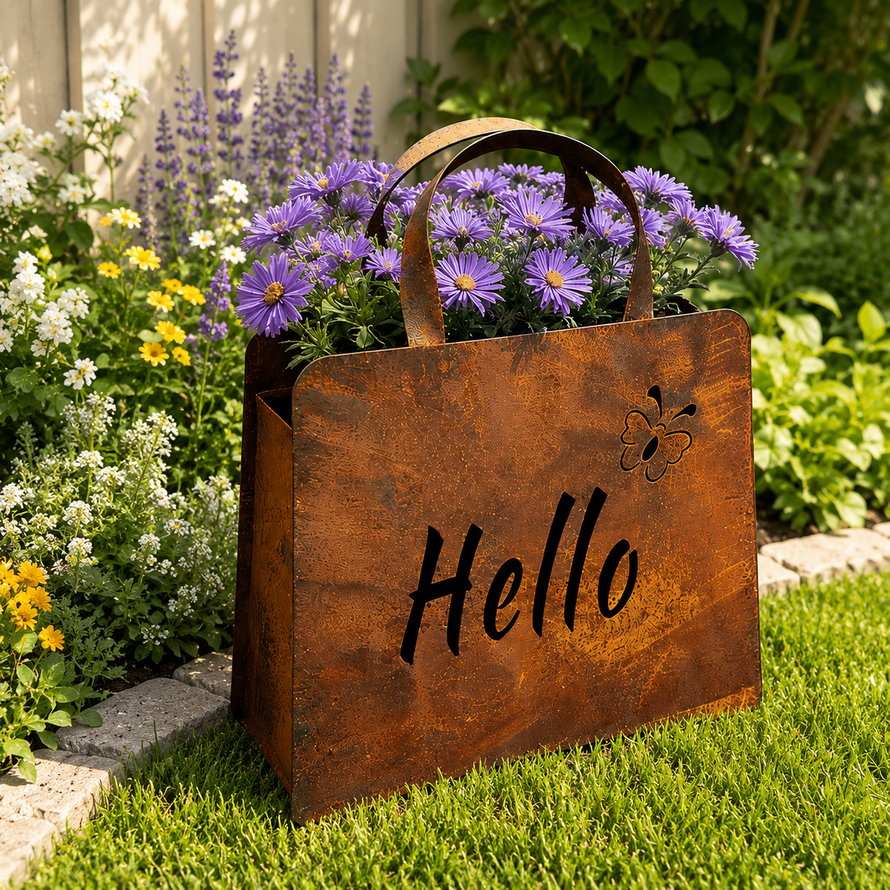 Rustic Metal Handbag Planter Decor