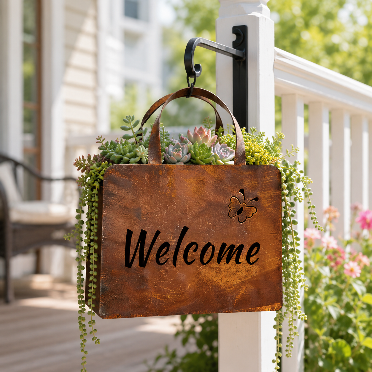 Rustic Metal Handbag Planter Decor