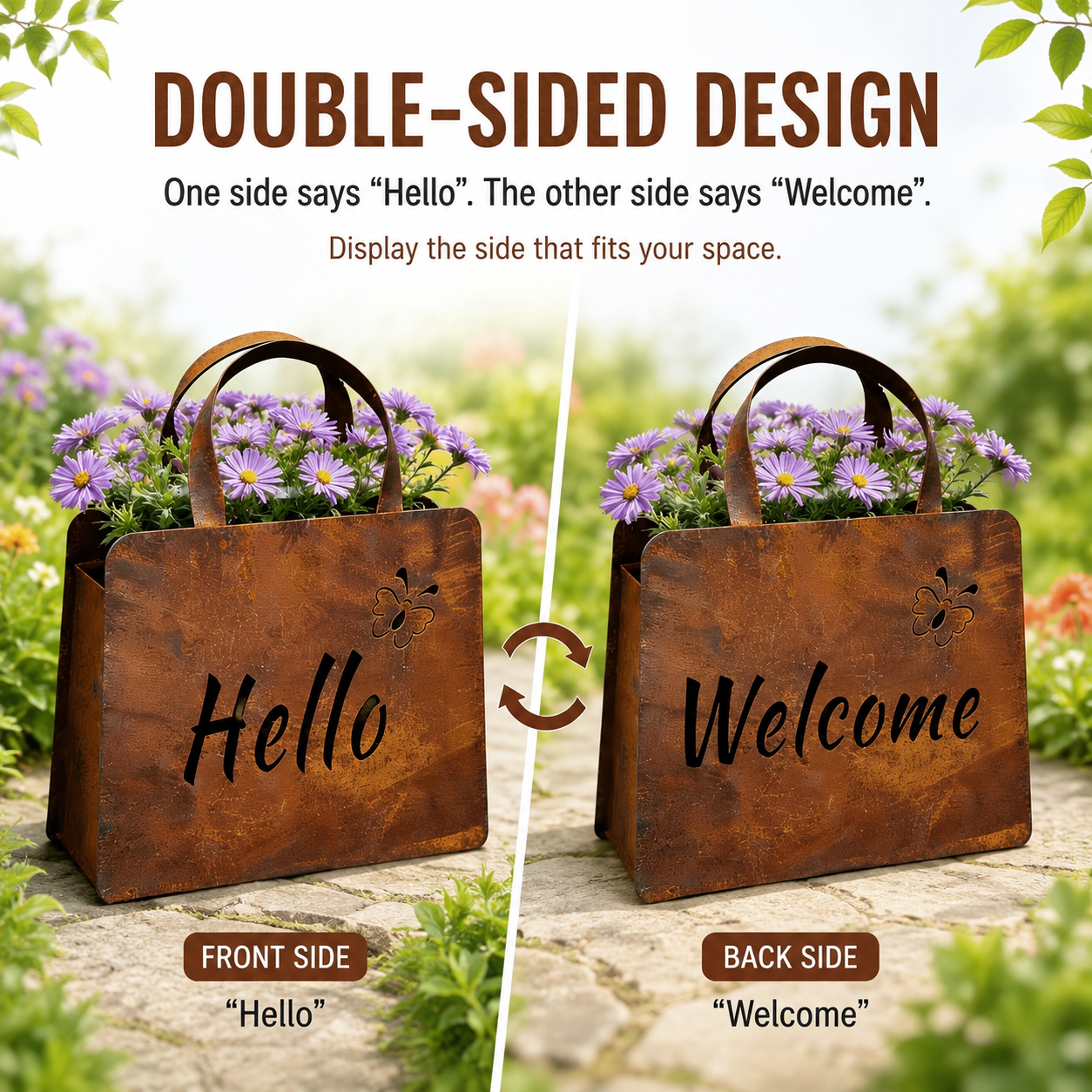Rustic Metal Handbag Planter Decor