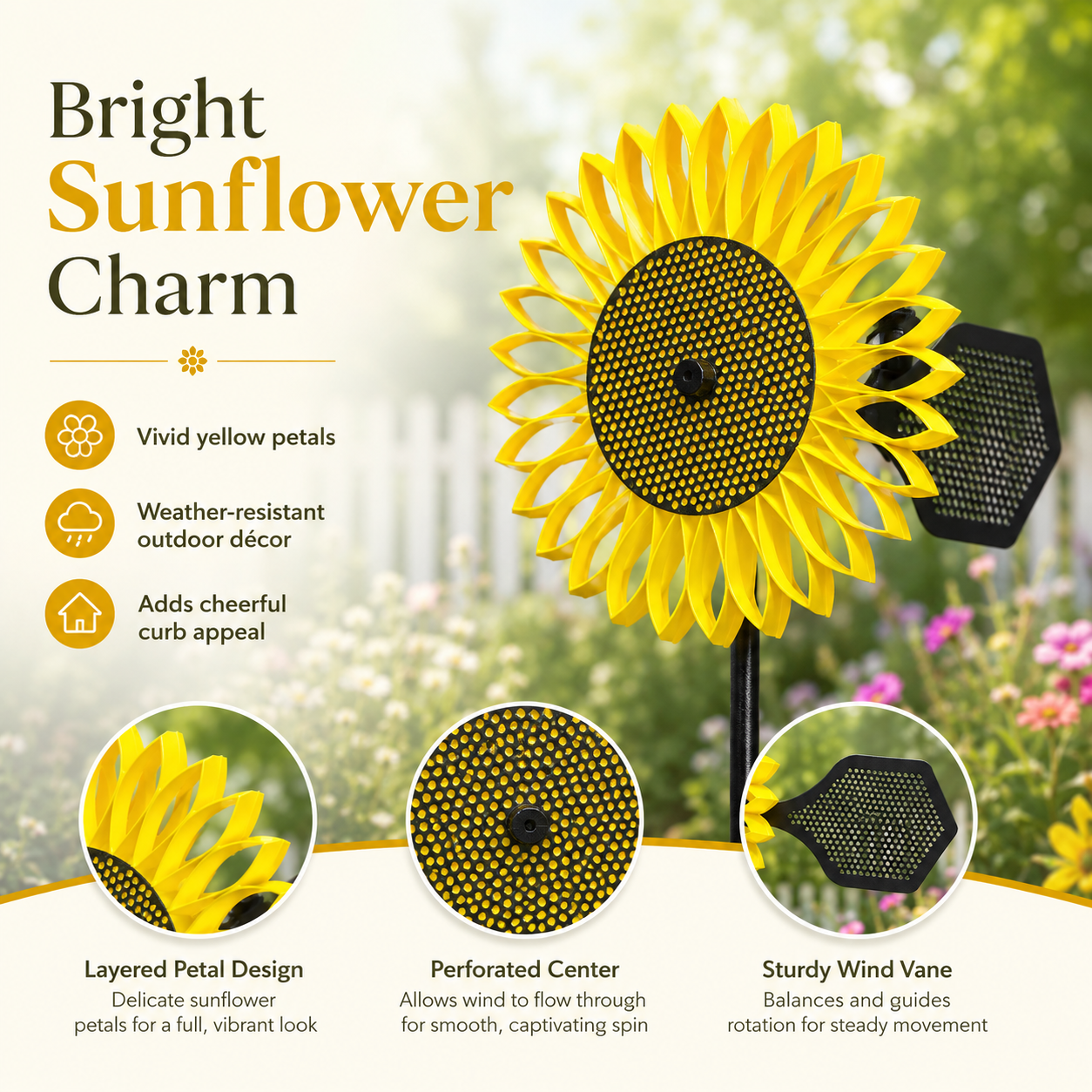 Sunflower Garden Wind Spinner