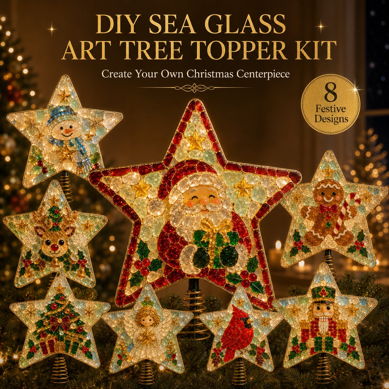 🎄 DIY Sea Glass Art Christmas Tree Topper Kit