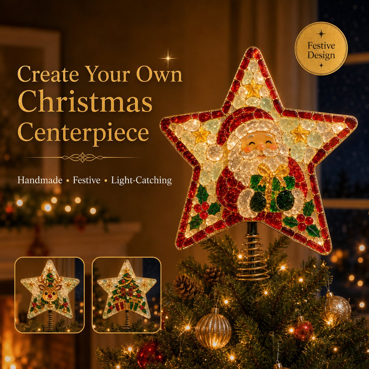 🎄 DIY Sea Glass Art Christmas Tree Topper Kit