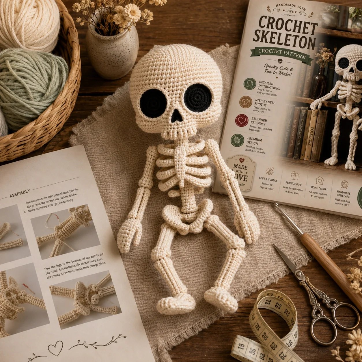 Little Skeleton Amigurumi Crochet - Halloween, 30cm