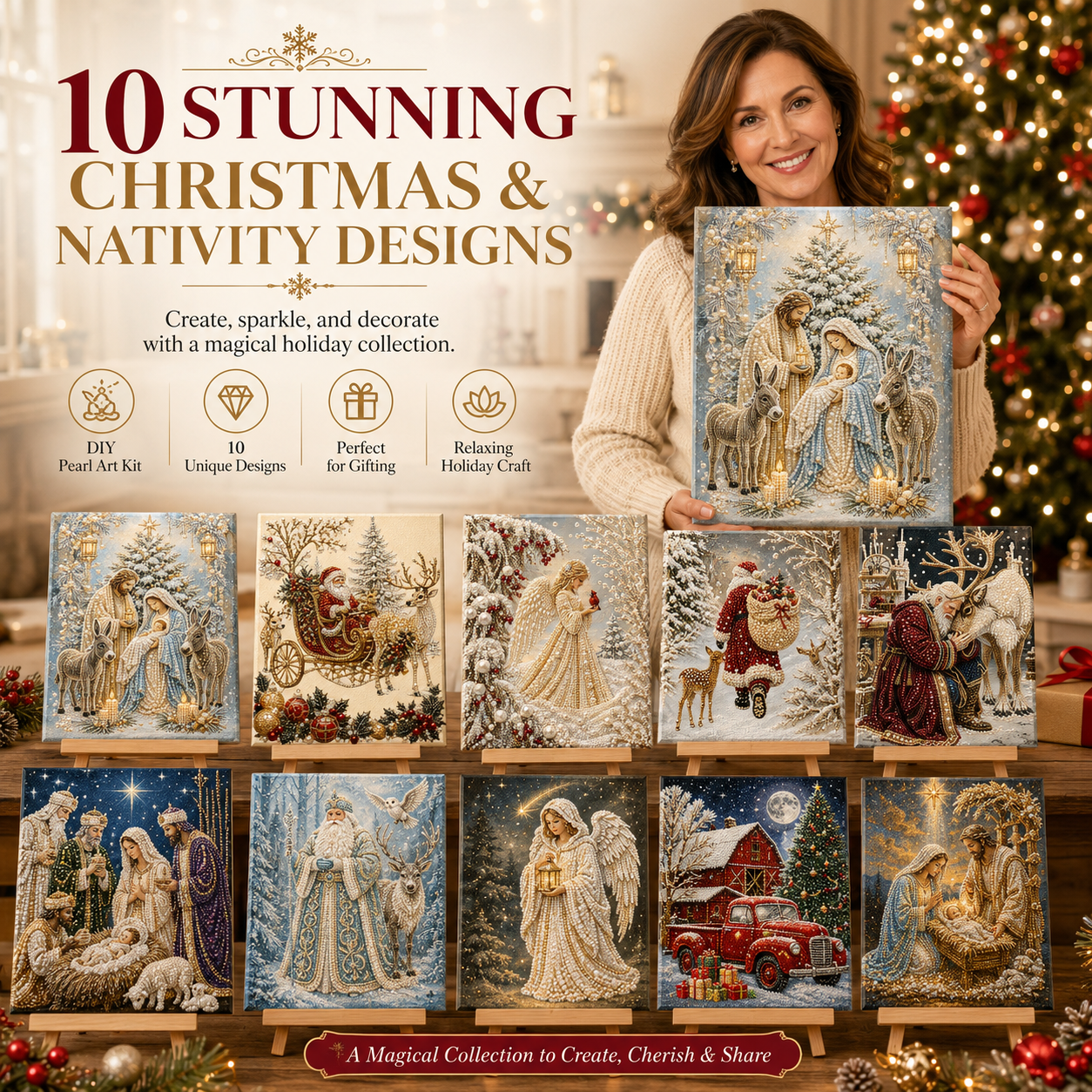 ❄️ CHRISTMAS SALE 60% OFF 🎄 10 Christmas & Nativity 3D Pearl Art DIY Kit ✨